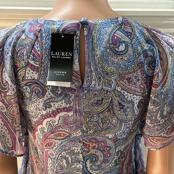 Lauren Ralph Lauren Petite Ruffled Georgette Shift Dress - Picture 8 of 9